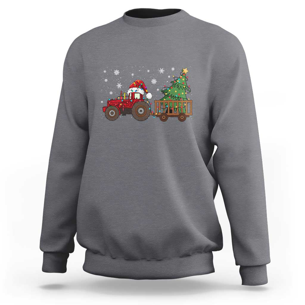 Tractor Christmas Sweatshirt Tree Lights Farmer Xmas Gift for Tractor Drivers - Wonder Print Shop
