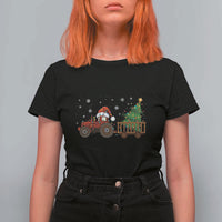 Tractor Christmas T Shirt For Women Tree Lights Farmer Xmas Gift for Tractor Drivers - Wonder Print Shop