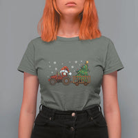 Tractor Christmas T Shirt For Women Tree Lights Farmer Xmas Gift for Tractor Drivers - Wonder Print Shop