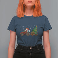 Tractor Christmas T Shirt For Women Tree Lights Farmer Xmas Gift for Tractor Drivers - Wonder Print Shop
