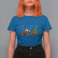 Tractor Christmas T Shirt For Women Tree Lights Farmer Xmas Gift for Tractor Drivers - Wonder Print Shop