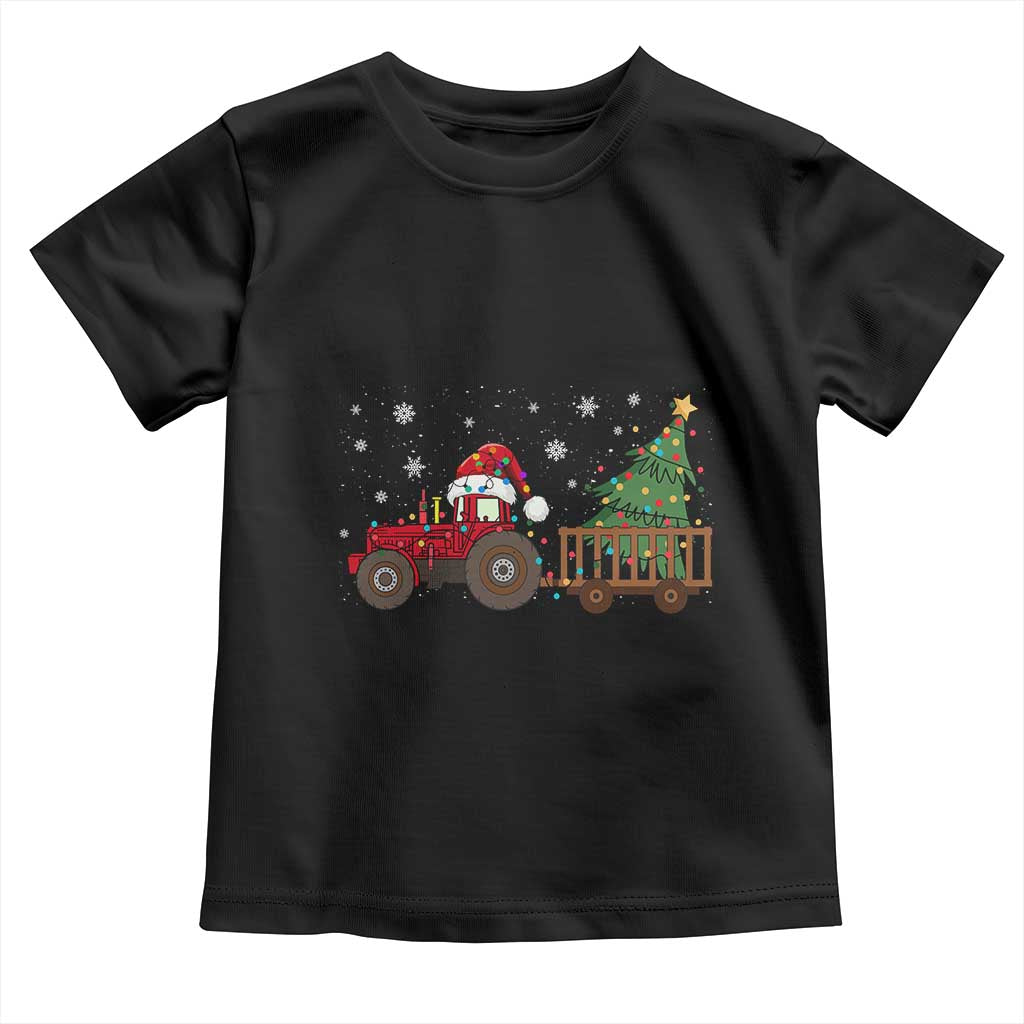 Tractor Christmas Toddler T Shirt Tree Lights Farmer Xmas Gift for Tractor Drivers