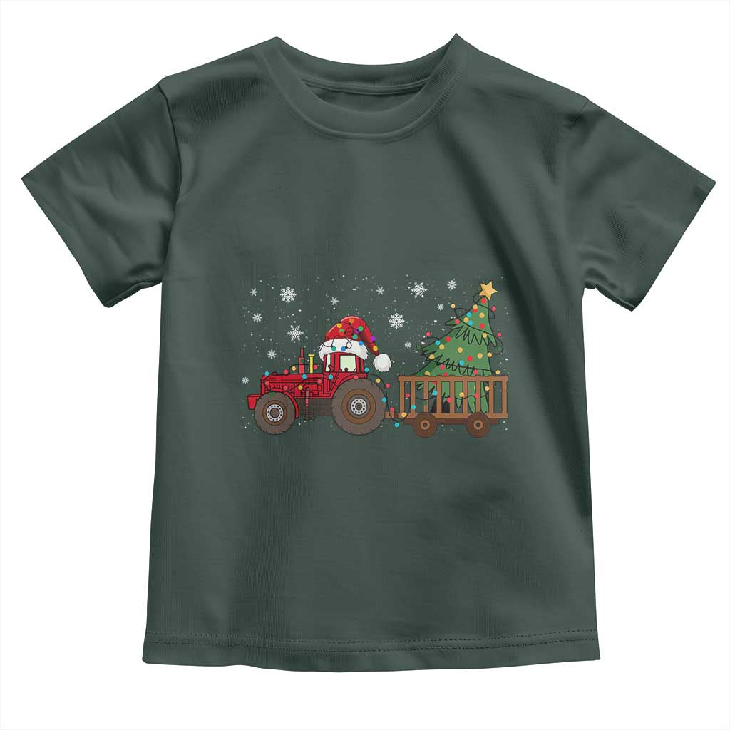 Tractor Christmas Toddler T Shirt Tree Lights Farmer Xmas Gift for Tractor Drivers