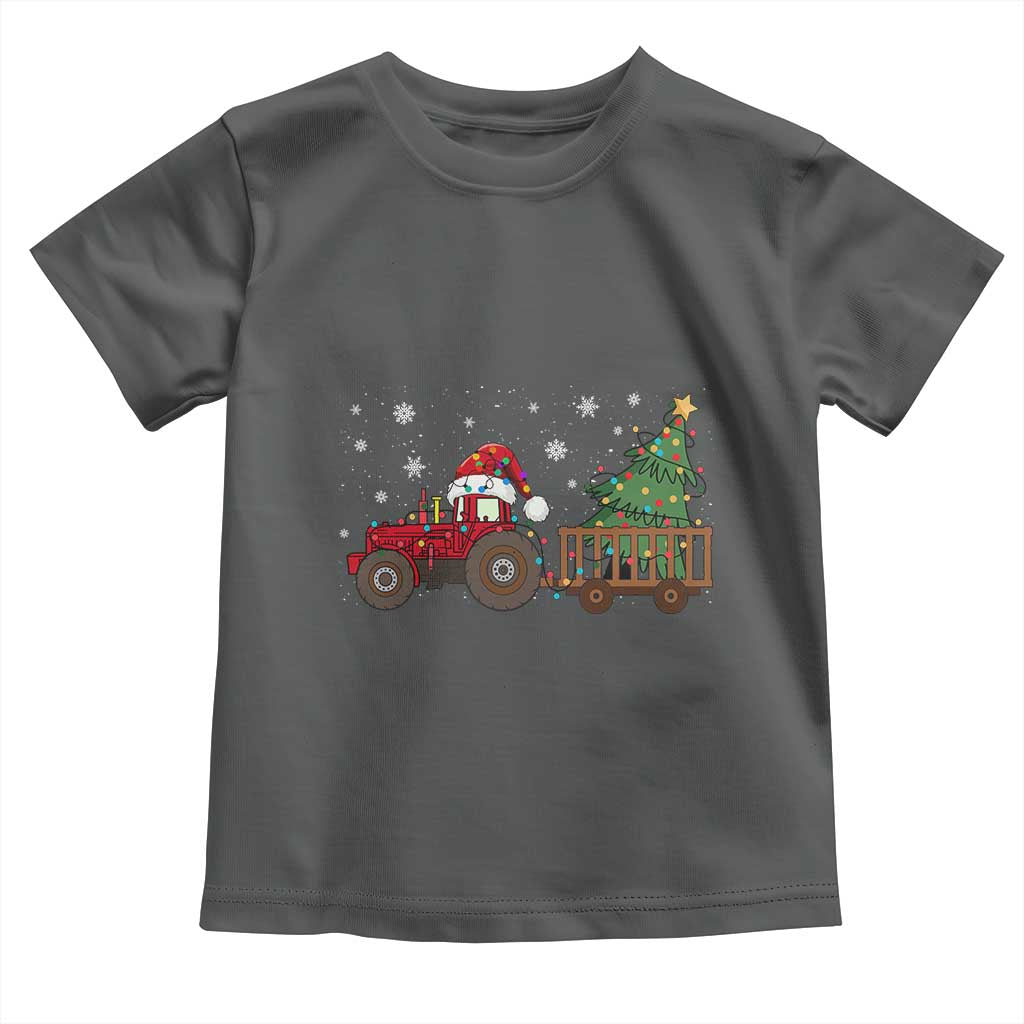 Tractor Christmas Toddler T Shirt Tree Lights Farmer Xmas Gift for Tractor Drivers