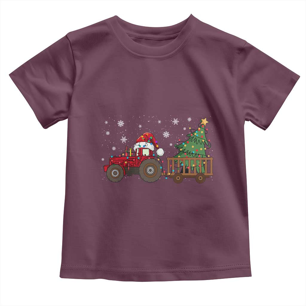 Tractor Christmas Toddler T Shirt Tree Lights Farmer Xmas Gift for Tractor Drivers