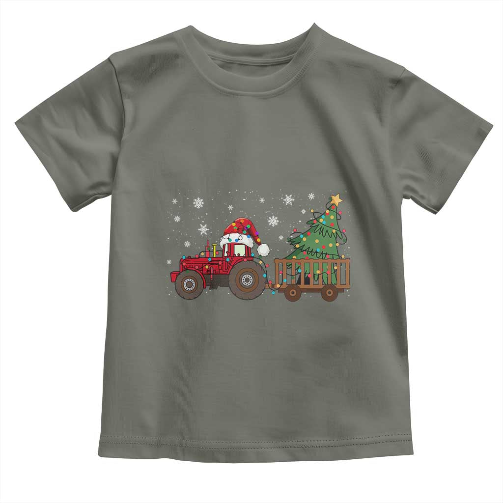 Tractor Christmas Toddler T Shirt Tree Lights Farmer Xmas Gift for Tractor Drivers