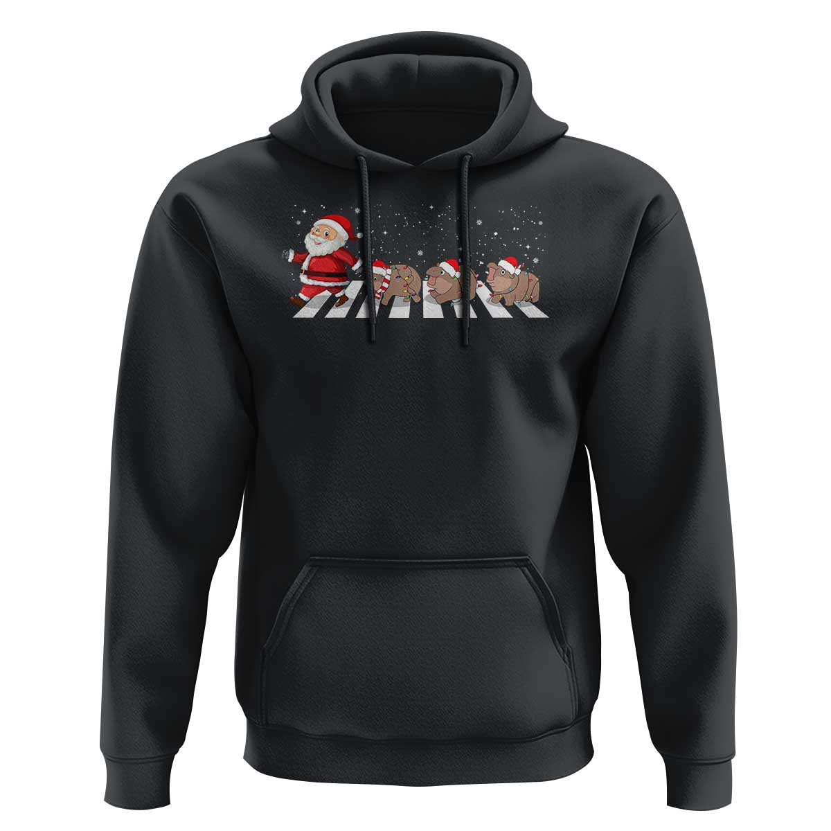 Christmas Moo Deng Hoodie Santa Baby Pygmy Hippo Trendy Xmas