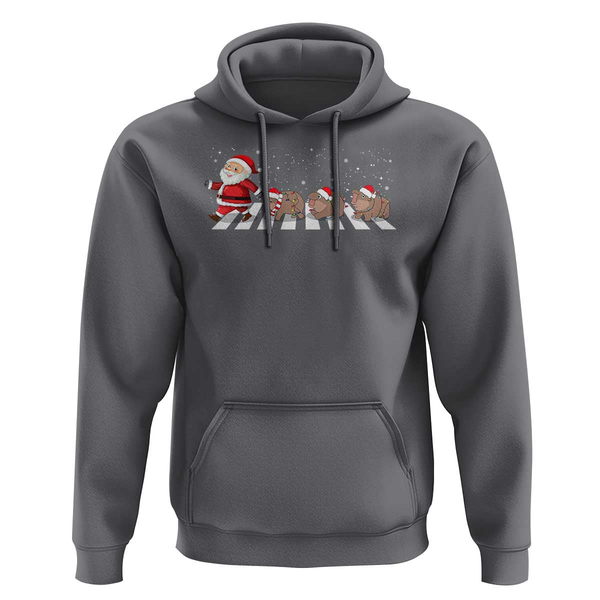 Christmas Moo Deng Hoodie Santa Baby Pygmy Hippo Trendy Xmas