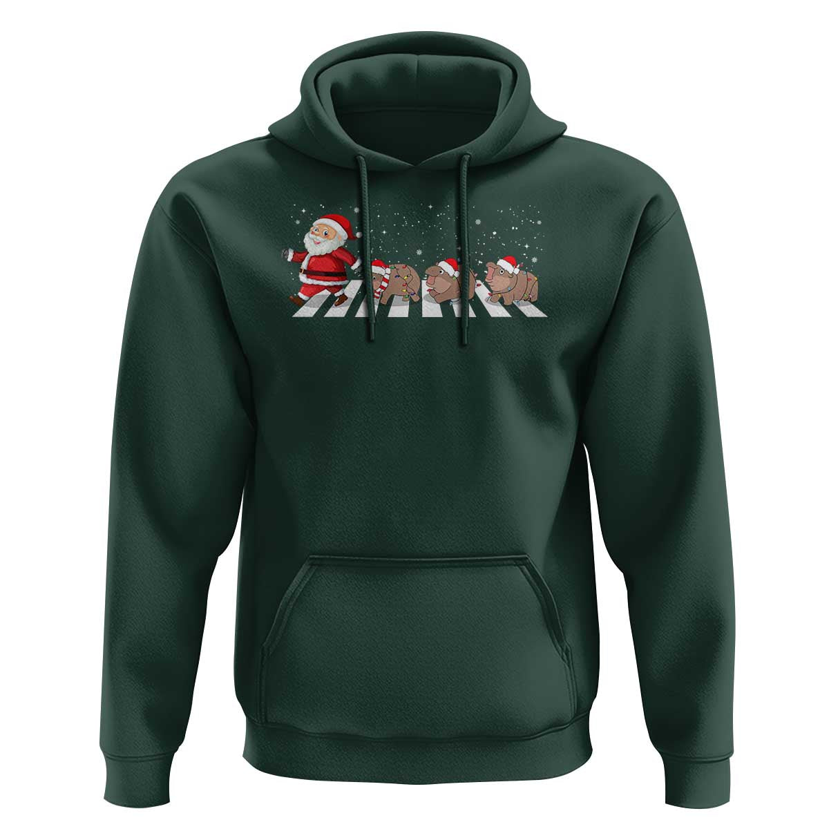 Christmas Moo Deng Hoodie Santa Baby Pygmy Hippo Trendy Xmas