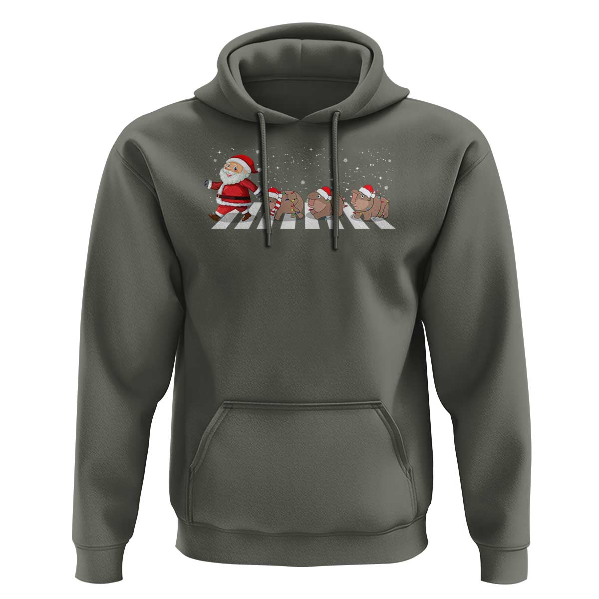 Christmas Moo Deng Hoodie Santa Baby Pygmy Hippo Trendy Xmas