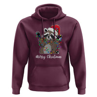 Merry Christmas Raccoon Hoodie Happy Holidays Gift Animal Xmas Lights Red Santa Hat