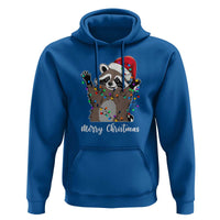Merry Christmas Raccoon Hoodie Happy Holidays Gift Animal Xmas Lights Red Santa Hat