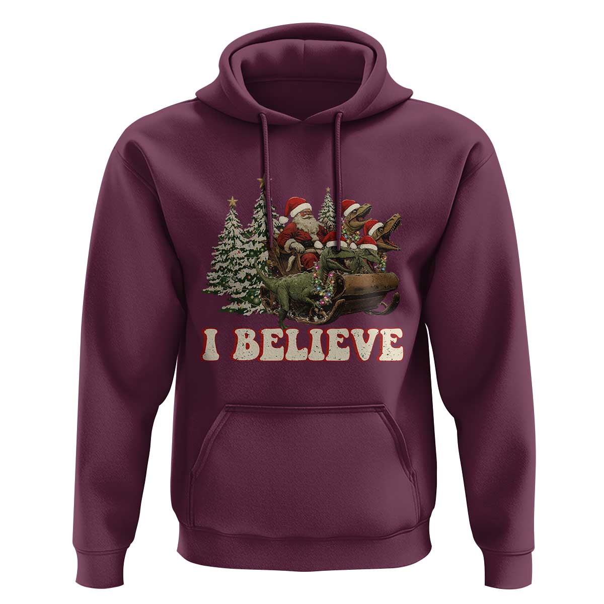 Christmas Santa Hoodie Riding Dinosaur T rex Boys Men Girls Believe Xmas Squad
