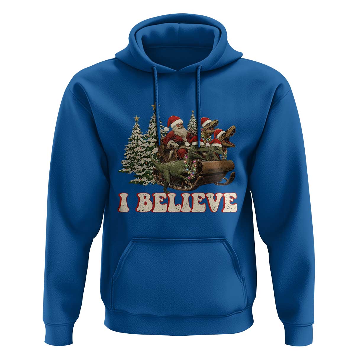 Christmas Santa Hoodie Riding Dinosaur T rex Boys Men Girls Believe Xmas Squad