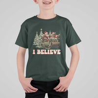 Christmas Santa T Shirt For Kid Riding Dinosaur T rex Boys Men Girls Believe Xmas Squad - Wonder Print Shop