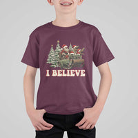 Christmas Santa T Shirt For Kid Riding Dinosaur T rex Boys Men Girls Believe Xmas Squad - Wonder Print Shop