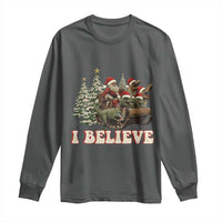 Christmas Santa Long Sleeve Shirt Riding Dinosaur T rex Boys Men Girls Believe Xmas Squad