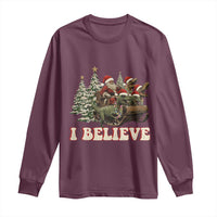 Christmas Santa Long Sleeve Shirt Riding Dinosaur T rex Boys Men Girls Believe Xmas Squad
