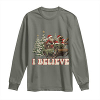 Christmas Santa Long Sleeve Shirt Riding Dinosaur T rex Boys Men Girls Believe Xmas Squad