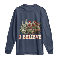 Christmas Santa Long Sleeve Shirt Riding Dinosaur T rex Boys Men Girls Believe Xmas Squad