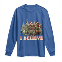 Christmas Santa Long Sleeve Shirt Riding Dinosaur T rex Boys Men Girls Believe Xmas Squad