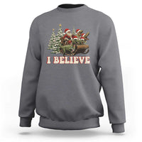 Christmas Santa Sweatshirt Riding Dinosaur T rex Boys Men Girls Believe Xmas Squad - Wonder Print Shop