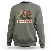Christmas Santa Sweatshirt Riding Dinosaur T rex Boys Men Girls Believe Xmas Squad - Wonder Print Shop