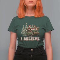 Christmas Santa T Shirt For Women Riding Dinosaur T rex Boys Men Girls Believe Xmas Squad - Wonder Print Shop