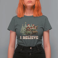 Christmas Santa T Shirt For Women Riding Dinosaur T rex Boys Men Girls Believe Xmas Squad - Wonder Print Shop