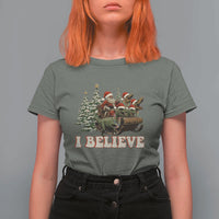 Christmas Santa T Shirt For Women Riding Dinosaur T rex Boys Men Girls Believe Xmas Squad - Wonder Print Shop