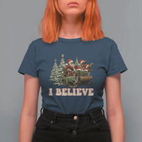 Christmas Santa T Shirt For Women Riding Dinosaur T rex Boys Men Girls Believe Xmas Squad - Wonder Print Shop