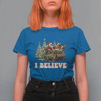 Christmas Santa T Shirt For Women Riding Dinosaur T rex Boys Men Girls Believe Xmas Squad - Wonder Print Shop