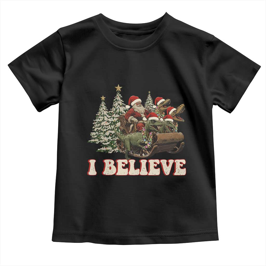 Christmas Santa Toddler T Shirt Riding Dinosaur T rex Boys Men Girls Believe Xmas Squad