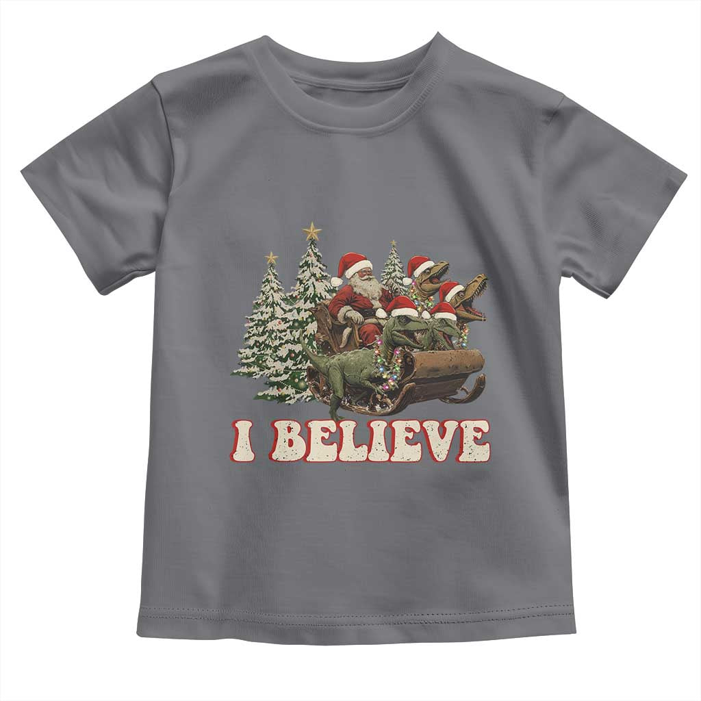 Christmas Santa Toddler T Shirt Riding Dinosaur T rex Boys Men Girls Believe Xmas Squad