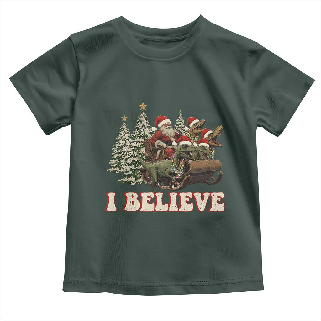 Christmas Santa Toddler T Shirt Riding Dinosaur T rex Boys Men Girls Believe Xmas Squad