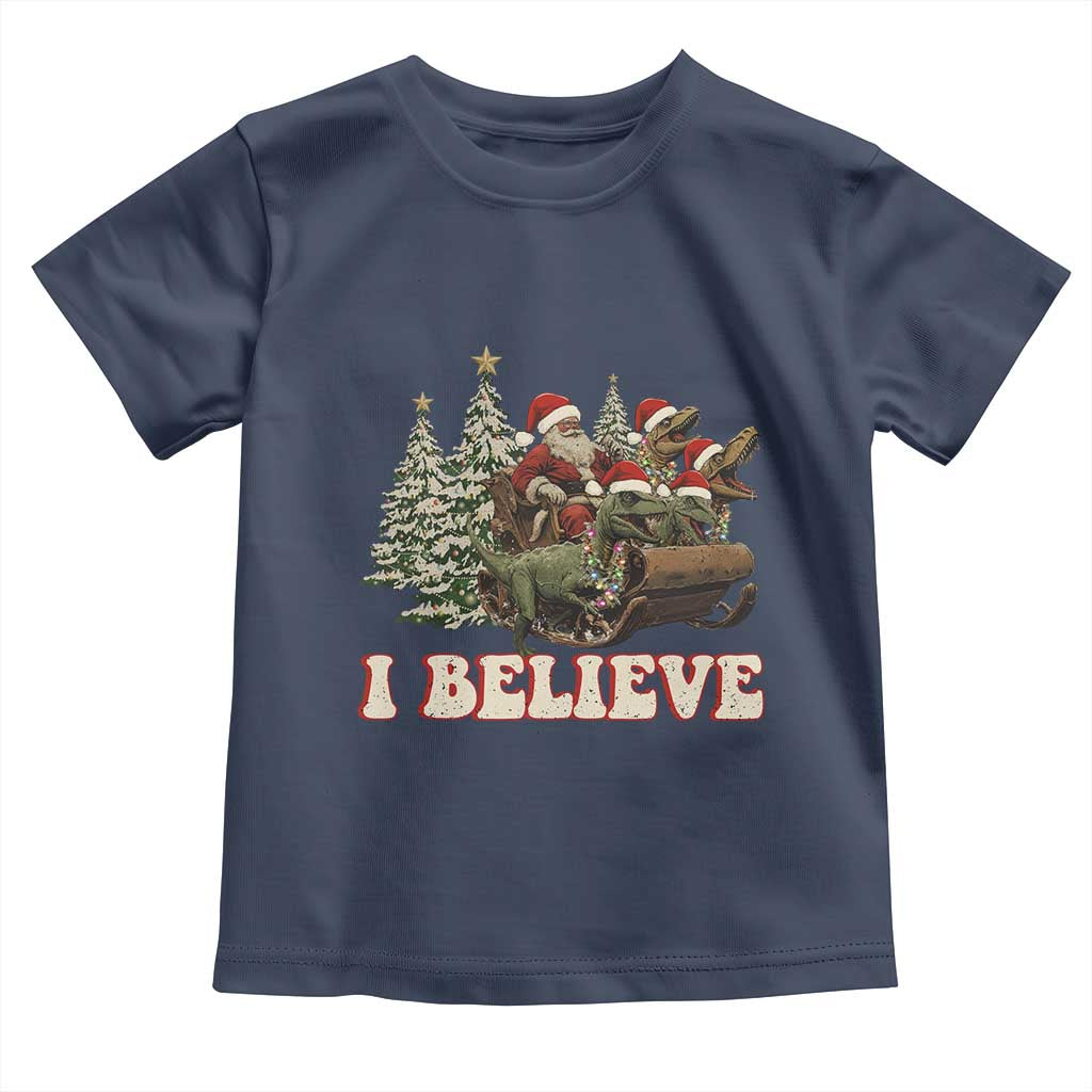 Christmas Santa Toddler T Shirt Riding Dinosaur T rex Boys Men Girls Believe Xmas Squad
