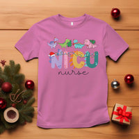 NICU Nurse Christmas T Shirt Xmas Light Neonatal Intensive Care Unit Nurse Appreciation Gift Dinosaur - Wonder Print Shop