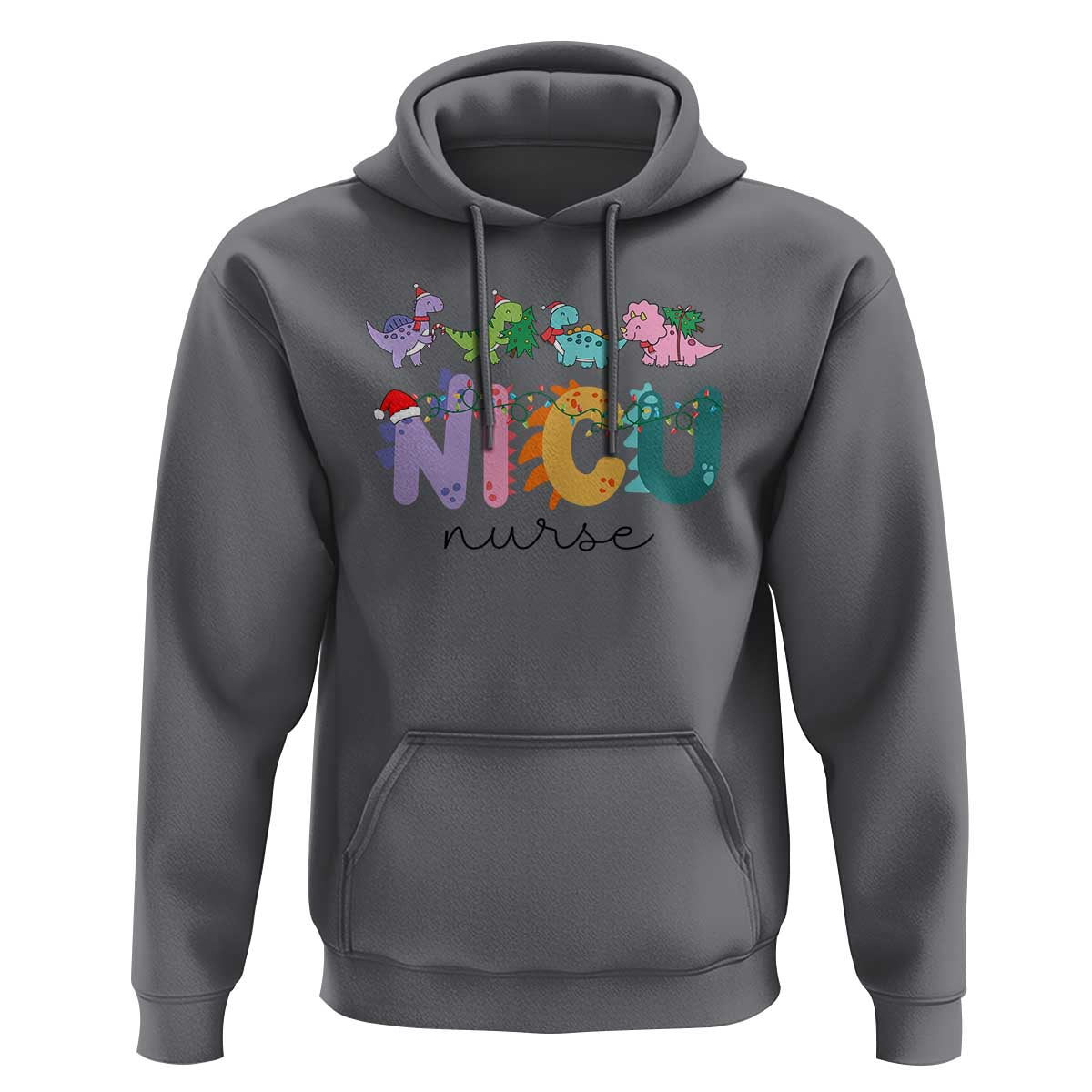 NICU Nurse Christmas Hoodie Xmas Light Neonatal Intensive Care Unit Nurse Appreciation Gift Dinosaur