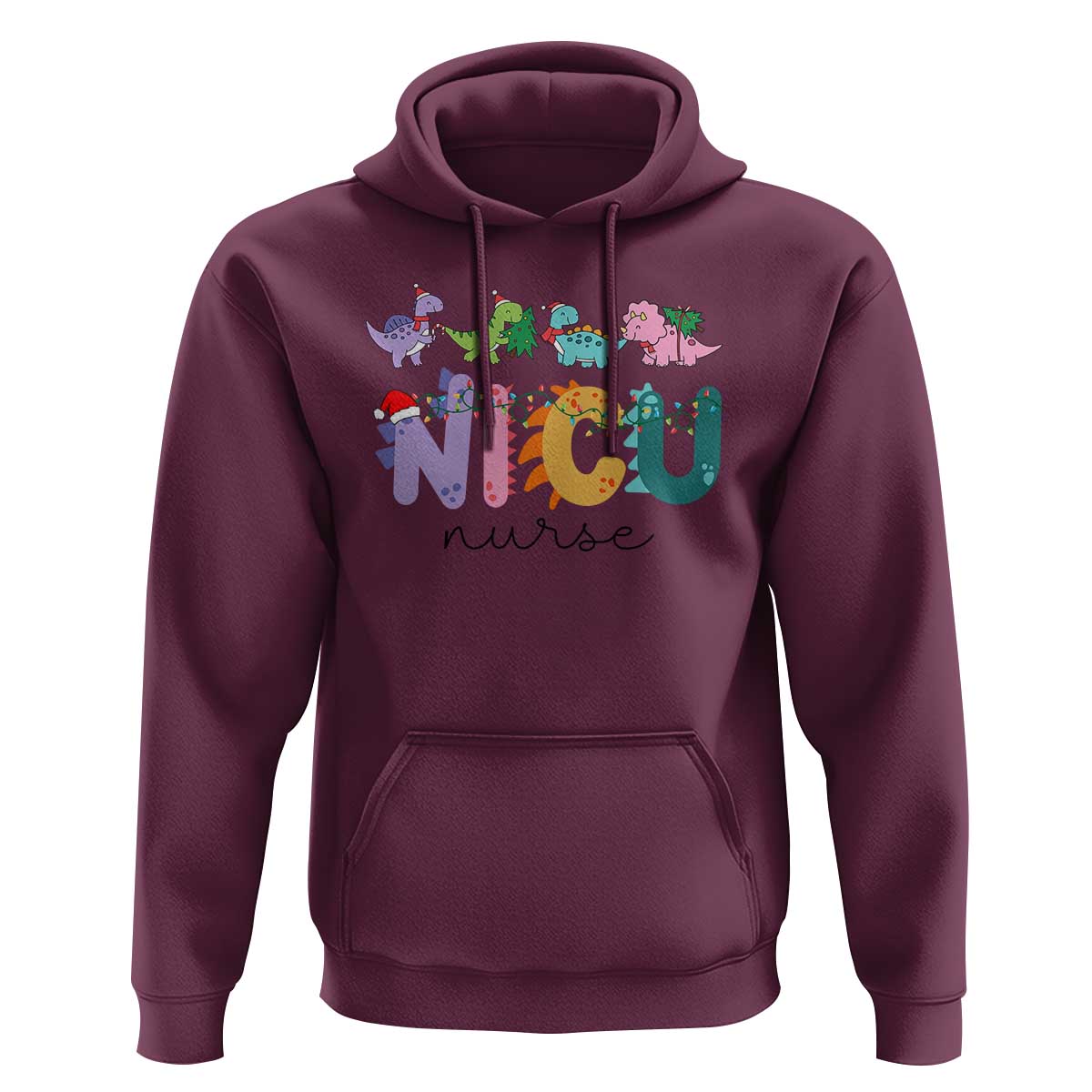 NICU Nurse Christmas Hoodie Xmas Light Neonatal Intensive Care Unit Nurse Appreciation Gift Dinosaur