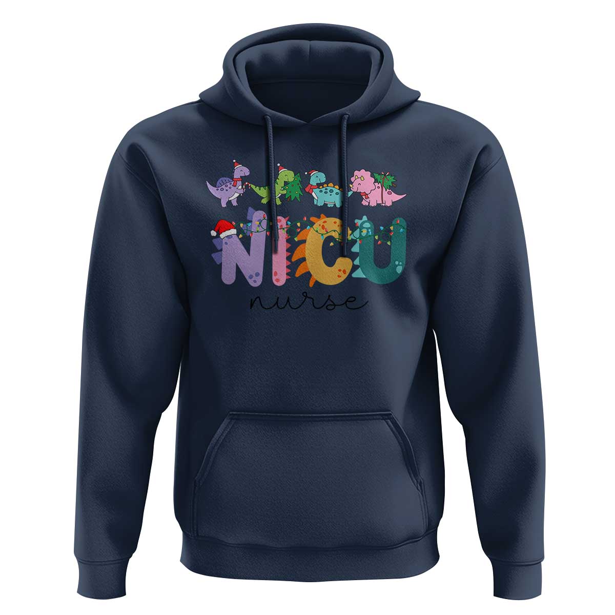 NICU Nurse Christmas Hoodie Xmas Light Neonatal Intensive Care Unit Nurse Appreciation Gift Dinosaur