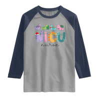 NICU Nurse Christmas Raglan Shirt Xmas Light Neonatal Intensive Care Unit Nurse Appreciation Gift Dinosaur