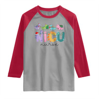 NICU Nurse Christmas Raglan Shirt Xmas Light Neonatal Intensive Care Unit Nurse Appreciation Gift Dinosaur