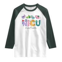 NICU Nurse Christmas Raglan Shirt Xmas Light Neonatal Intensive Care Unit Nurse Appreciation Gift Dinosaur
