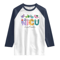 NICU Nurse Christmas Raglan Shirt Xmas Light Neonatal Intensive Care Unit Nurse Appreciation Gift Dinosaur