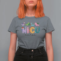 NICU Nurse Christmas T Shirt For Women Xmas Light Neonatal Intensive Care Unit Nurse Appreciation Gift Dinosaur - Wonder Print Shop
