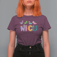 NICU Nurse Christmas T Shirt For Women Xmas Light Neonatal Intensive Care Unit Nurse Appreciation Gift Dinosaur - Wonder Print Shop