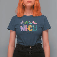 NICU Nurse Christmas T Shirt For Women Xmas Light Neonatal Intensive Care Unit Nurse Appreciation Gift Dinosaur - Wonder Print Shop