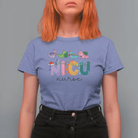 NICU Nurse Christmas T Shirt For Women Xmas Light Neonatal Intensive Care Unit Nurse Appreciation Gift Dinosaur - Wonder Print Shop