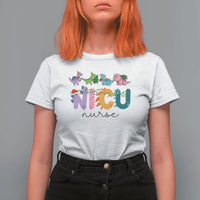 NICU Nurse Christmas T Shirt For Women Xmas Light Neonatal Intensive Care Unit Nurse Appreciation Gift Dinosaur - Wonder Print Shop