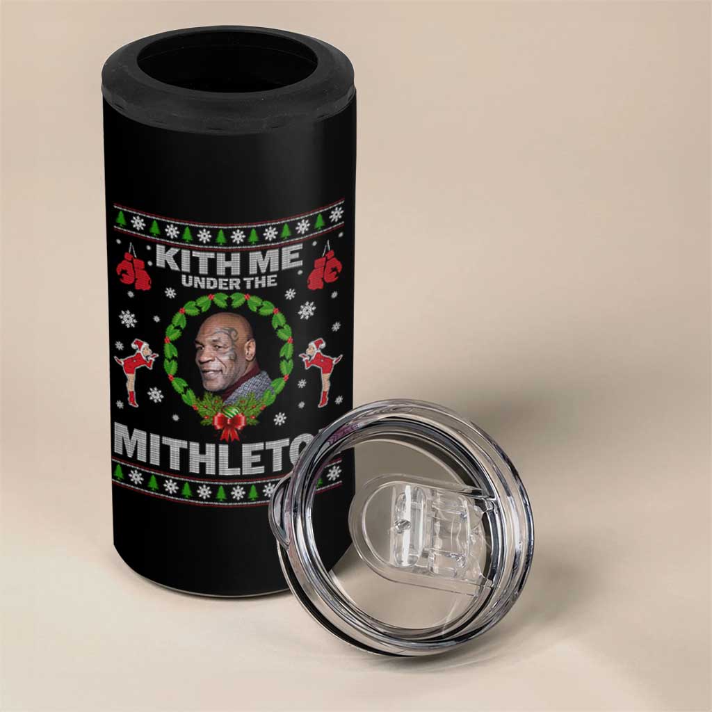 Funny Christmas 4 in 1 Can Cooler Tumbler Kith Me Under The Mithletoe Tyson Ugly Xmas - Wonder Print Shop